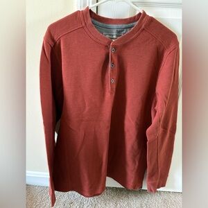 Eddie Bauer Men's Brick Red Long Sleeve Waffle Knit Henley
